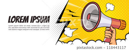 hand holding megaphone 06 118443117