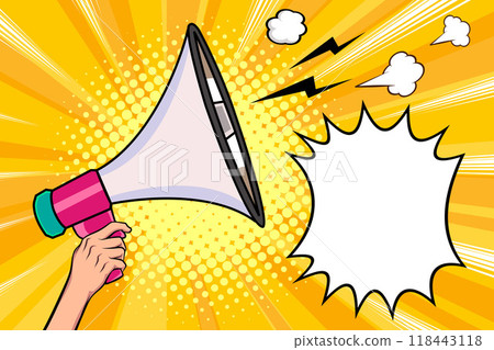 hand holding megaphone 13 118443118
