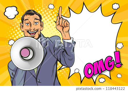 surprise man holding megaphone 12 118443122