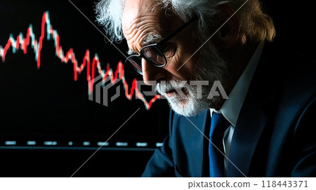 Worried businessman analyzing stock market crash 118443371