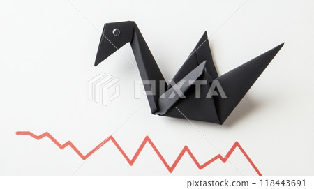 驚濤駭浪中的黑天鵝象徵經濟的不穩定 驚濤駭浪中的黑天鵝象徵經濟的不穩定 118443691