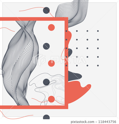 Abstract art wireframe background. Modern science or technology art elements. Surface illustration. Hand made vector. Abstract art wireframe background. Modern science or technology art elements. Surface illustration. Hand made vector. 118443756