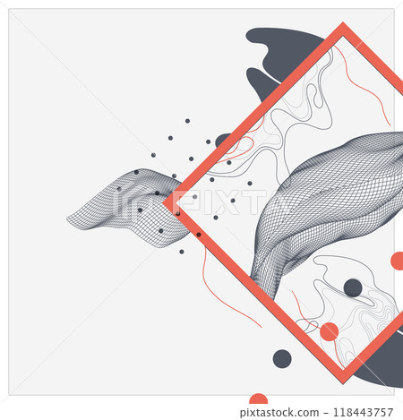Abstract art wireframe background. Modern science or technology art elements. Surface illustration. Hand made vector. Abstract art wireframe background. Modern science or technology art elements. Surface illustration. Hand made vector. 118443757