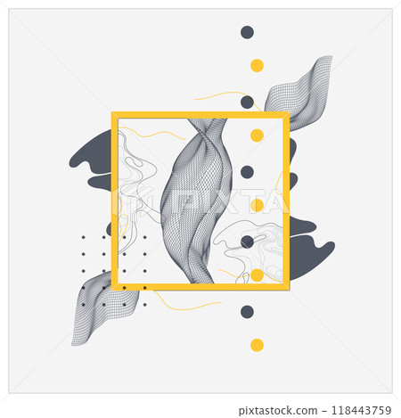 Abstract art wireframe background. Modern science or technology art elements. Surface illustration. Hand made vector. 118443759