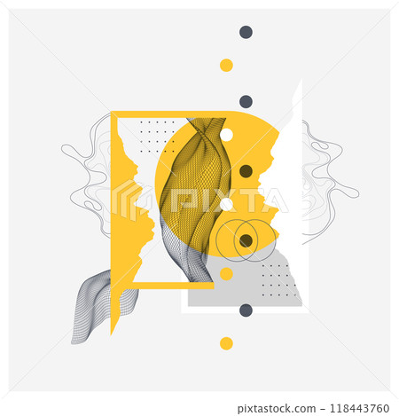 Abstract art wireframe background. Modern science or technology art elements. Surface illustration. Hand made vector. 118443760