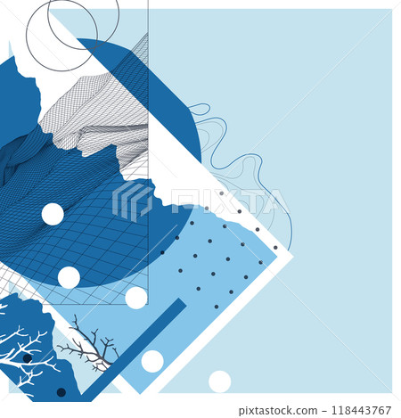 Abstract art wireframe background. Modern science or technology art elements. Surface illustration. Hand made vector. 118443767