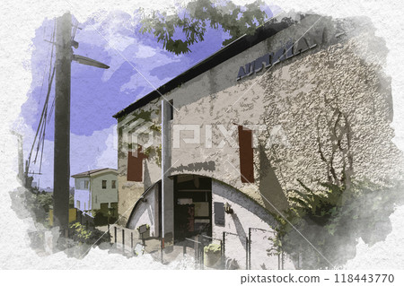 Watercolor style Kobe Vienna Austrian House Kobe City, Hyogo Prefecture Watercolor style Kobe Vienna Austrian House Kobe City, Hyogo Prefecture 118443770