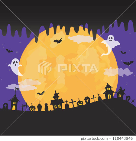 萬聖節怪異的滿月和墳墓 萬聖節怪異的滿月和墳墓 118443846