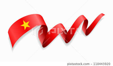Vietnamese flag wavy abstract background. Vector illustration. 118443920