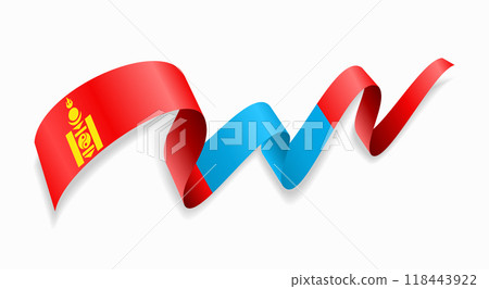 Mongolian flag wavy abstract background. Vector illustration. Mongolian flag wavy abstract background. Vector illustration. 118443922