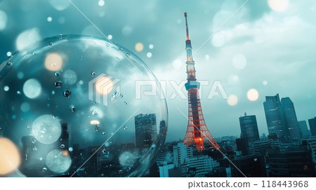 東京鐵塔被金融泡沫覆蓋 東京鐵塔被金融泡沫覆蓋 118443968