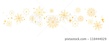 Christmas snowflake banner, vector 3D holiday star decoration border, happy New Year winter frame.  118444029