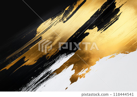 金色和黑色日式畫筆描邊背景 118444541