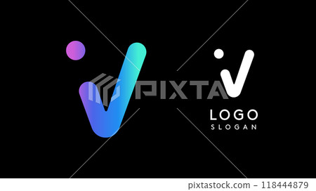 Minimalist geometric letter V, bold rounded icon style, futuristic cyber logotype for digital tech branding, EDM event, modern science and sci-fi technology identity. Vector illustration Minimalist geometric letter V, bold rounded icon style, futuristic cyber logotype for digital tech branding, EDM event, modern science and sci-fi technology identity. Vector illustration 118444879