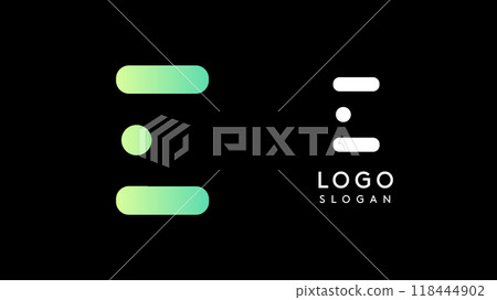 Minimalist geometric letter E, bold rounded icon style, futuristic cyber logotype for digital tech branding, EDM event, modern science and sci-fi technology identity. Vector illustration Minimalist geometric letter E, bold rounded icon style, futuristic cyber logotype for digital tech branding, EDM event, modern science and sci-fi technology identity. Vector illustration 118444902