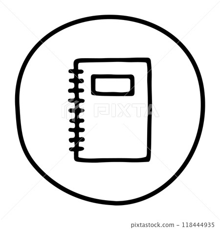 Doodle book or notebook icon, handdrawn with pen 118444935