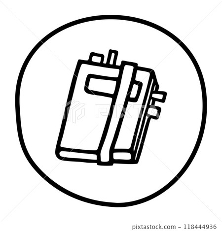 Doodle book or notebook icon with bookmark, handdrawn with pen Doodle book or notebook icon with bookmark, handdrawn with pen 118444936