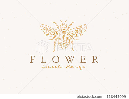 Bee floral style with lettering Bee floral style with lettering 118445099