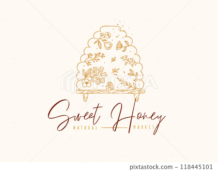 Beehive with inscription sweet honey 118445101