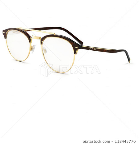 Browline glasses with dark brown acetate tops and gold tone metal bottom rims exuding vintage 118445770