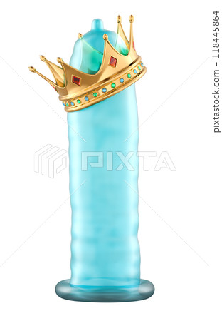 Condon with golden crown, 3D rendering 118445864