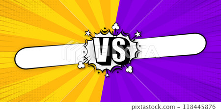 Versus in cartoon design. Versus, battle or fight. Competitions between contestants, fighters or teams. Vector illustration. Versus in cartoon design. Versus, battle or fight. Competitions between contestants, fighters or teams. Vector illustration. 118445876