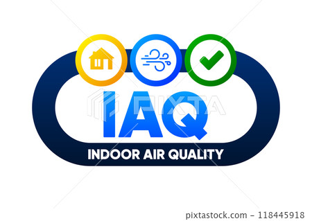IAQ - Indoor Air Quality. A comfortable life. Clean Air. Ventilation system. Vector illustration. IAQ - Indoor Air Quality. A comfortable life. Clean Air. Ventilation system. Vector illustration. 118445918
