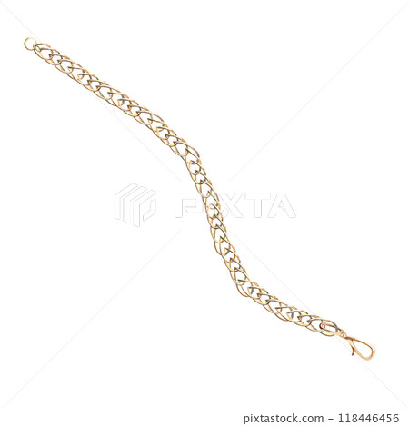 Bent chain with beautiful interlacing in watercolor. Isolated illustration of jewelry for catalog design, advertising campaigns, fashion magazines, social networks, pattern creation, Bent chain with beautiful interlacing in watercolor. Isolated illustration of jewelry for catalog design, advertising campaigns, fashion magazines, social networks, pattern creation, 118446456
