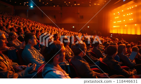Attendees engage thoughtfully during presentations at a conference, promoting collaboration and lively intellectual exchange 118446631