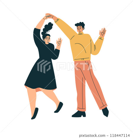 Man and Woman Couple at Musical Festival Dancing Have Rest Vector Illustration 118447114