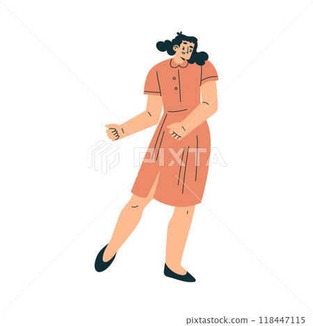 Woman at Musical Festival Dancing Have Rest Vector Illustration 118447115