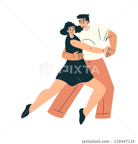Man and Woman Couple at Musical Festival Dancing Have Rest Vector Illustration 118447116