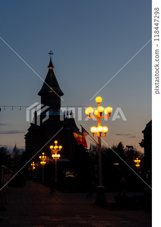 A view of a town at dawn A view of a town at dawn 118447298