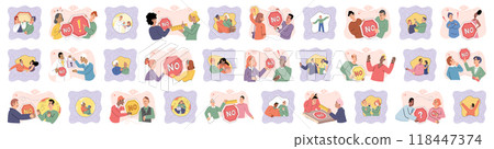 Refuse vector illustration. Denial someones perspective can hinder mutual understanding and compromise in communication Sometimes its necessary to decline certain opportunities in order to prioritize 118447374