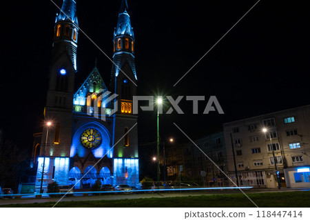 View of church in the night View of church in the night 118447414