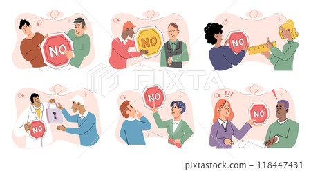 Refuse vector illustration. Sometimes its necessary to refuse certain requests in order to prioritize personal boundaries Refusing to accept rejection can be powerful motivator for personal growth Refuse vector illustration. Sometimes its necessary to refuse certain requests in order to prioritize personal boundaries Refusing to accept rejection can be powerful motivator for personal growth 118447431