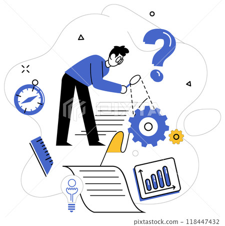Corporate vision vector illustration. Progress in professional occupation is golden path leading to treasure chest corporate vision Control is sweet fruit harvested from orchard meticulous corporate 118447432