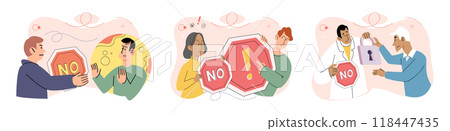 Refuse vector illustration. Emotions can run high during times disagreement, making it important to approach discussions with empathy Ignoring someones opinions can lead to breakdown in communication 118447435