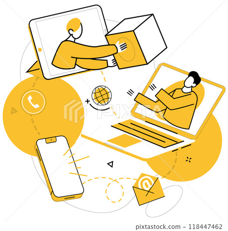 Cooperative work vector illustration. Together, we navigate challenges, turning them into opportunities for cooperative success Corporate synergy thrives on foundation teamwork, communication 118447462