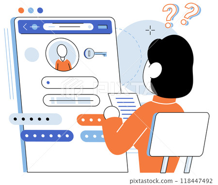 User authorization. Vector illustration. User access to sensitive data should be authorized through secure authentication Protecting user information is crucial for maintaining privacy and security 118447492