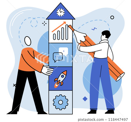 Team work vector illustration. Together, team can foster unity and deliver exceptional results Strategic occupation choices contribute to long term success within company The companys strategic Team work vector illustration. Together, team can foster unity and deliver exceptional results Strategic occupation choices contribute to long term success within company The companys strategic 118447497