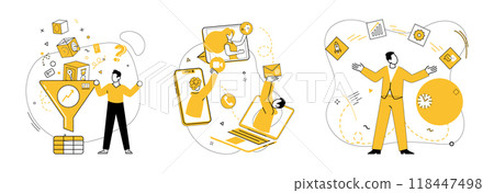 Cooperative work vector illustration. Unity in action defines cooperative work concept, fostering mutual success The cooperative work metaphor creates canvas where challenges become artful solutions 118447498