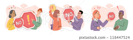 Refuse vector illustration. The refuse concept delves into complexities act saying no and setting limits Serious situations often require open communication and willingness to address disagreements Refuse vector illustration. The refuse concept delves into complexities act saying no and setting limits Serious situations often require open communication and willingness to address disagreements 118447524