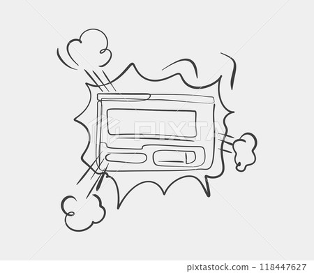 Line drawing of pager with explosion effect Line drawing of pager with explosion effect 118447627