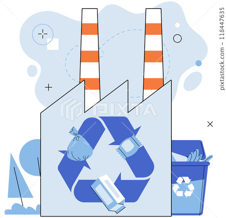 Waste recycling. Vector illustration. The destruction caused by unsustainable waste practices must be addressed and reversed An eco-friendly ambience promotes sense well-being and harmony with nature Waste recycling. Vector illustration. The destruction caused by unsustainable waste practices must be addressed and reversed An eco-friendly ambience promotes sense well-being and harmony with nature 118447635