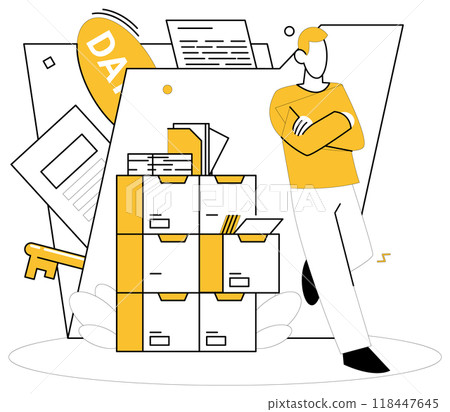 Data analytics vector illustration. Accounting finds clarity through lens analytics, ensuring precision in records Monitoring pulse data is heartbeat ever-evolving analytical landscape 118447645