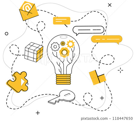 Innovative ideas vector illustration. Discovery transforms into opportunities in crucible innovative thinking Progress flourishes where intelligence and innovative ideas intersect Innovative ideas Innovative ideas vector illustration. Discovery transforms into opportunities in crucible innovative thinking Progress flourishes where intelligence and innovative ideas intersect Innovative ideas 118447650