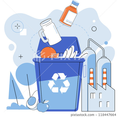 Waste recycling. Vector illustration. The destruction natural habitats emphasizes urgency waste recycling A clean environment nurtures healthy ecosystem and benefits all living beings Recycling Waste recycling. Vector illustration. The destruction natural habitats emphasizes urgency waste recycling A clean environment nurtures healthy ecosystem and benefits all living beings Recycling 118447664