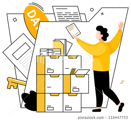 Data analytics vector illustration. The business world thrives on dynamic dance technology and financial analytics Digital finance relies on meticulous analysis, turning raw data into actionable 118447733
