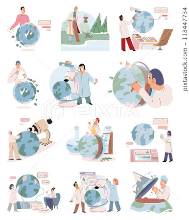 Science. Vector illustration. Investigation helps scientists uncover underlying causes and relationships Scientists search for answers by exploring various avenues inquiry The exploration new ideas 118447734